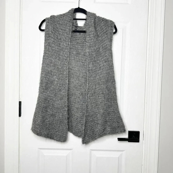 EILEEN FISHER Size Small Alpaca Silk Hooded Open Cardigan Sweater Vest - Picture 1 of 4